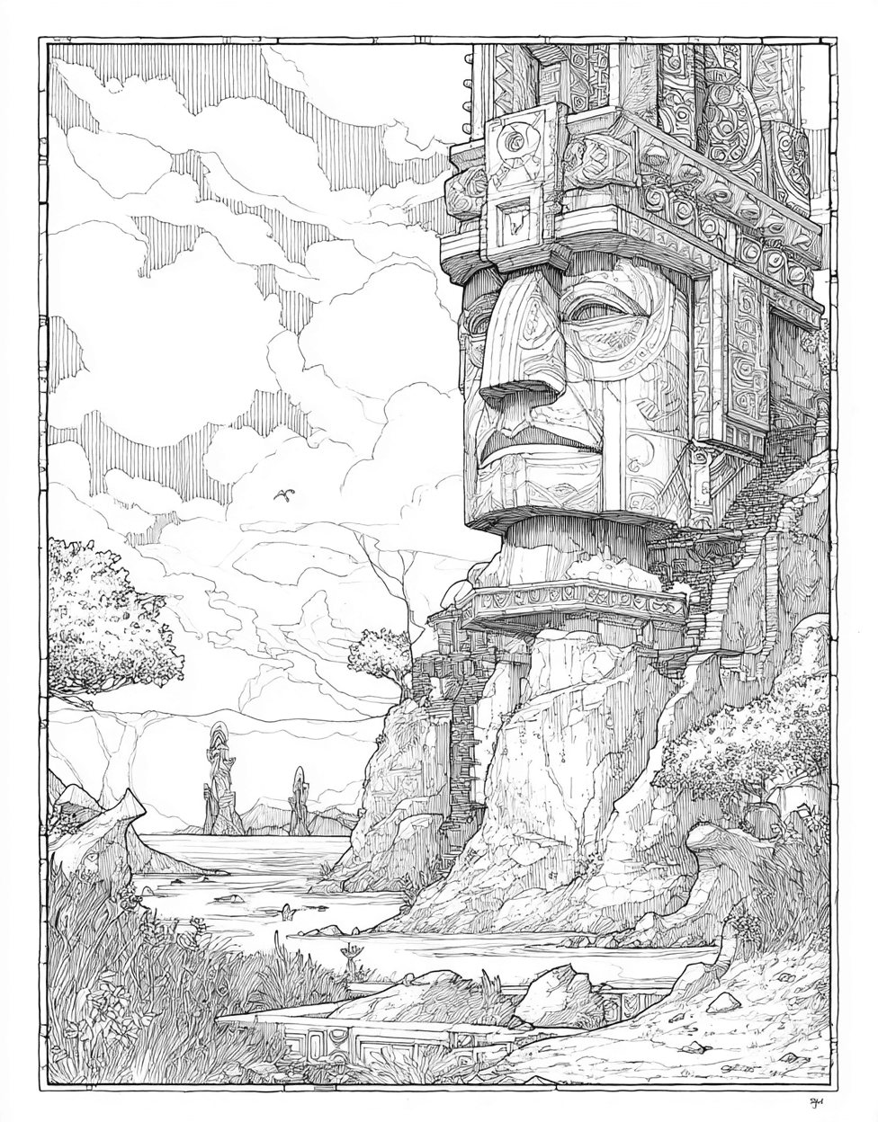 Coloring Pages for Adults Free Printable, Vibrant Totem Art Unleash Your Inner Artist, Stress Relief Color Book, Adventure Colouring Pages for Women, Coloring Disney White Totem main 4