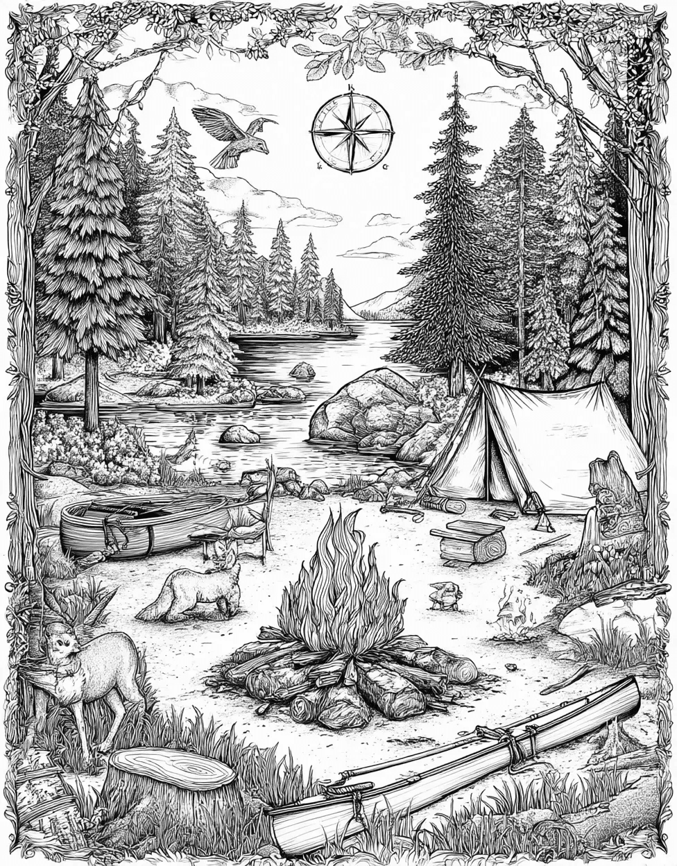 Stress Relief Color Book, Adventure Colouring Pages for Teen, Bushcraft Coloring, Bushcraft Adventures Natures Palette Awaits, Free Color Pages Printable main 6