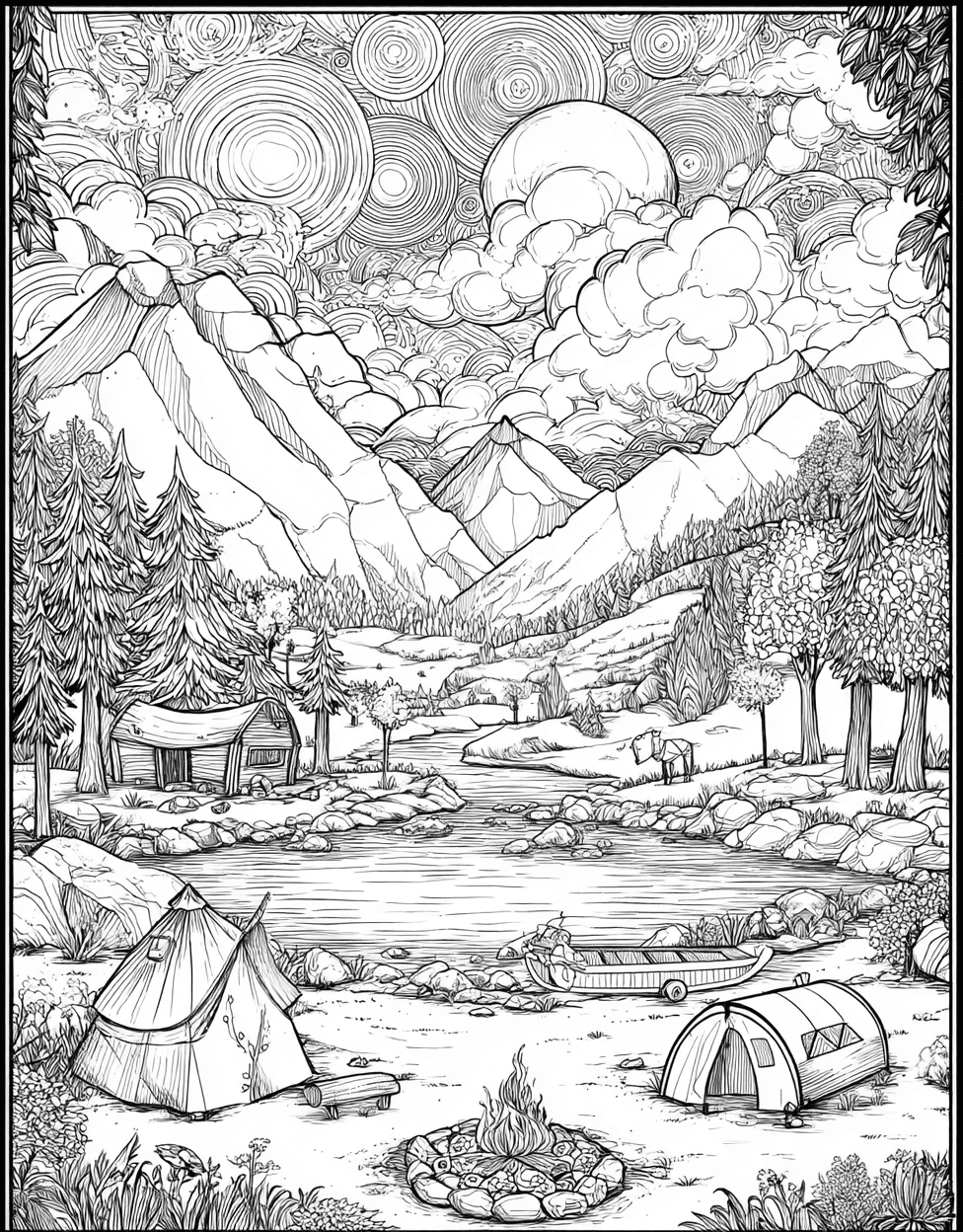 Camp Adventures Natures Palette Awaits, Coloring Printable Preschool Camp, Advanced Free Printable Coloring Pages for Children, Relaxation Color Book, Adventure Colouring Pages for Teenage main 4