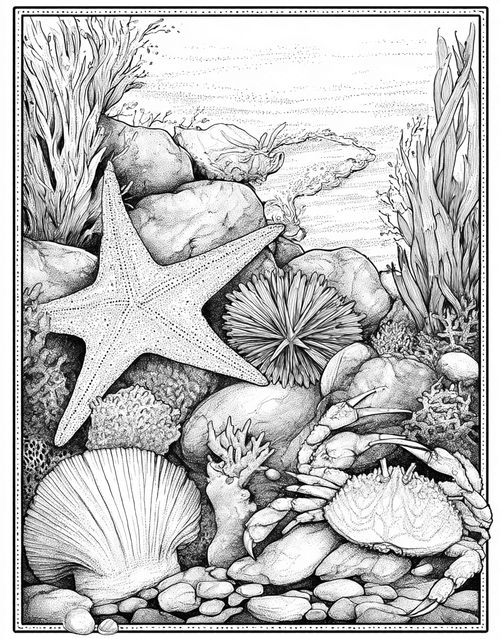 Tide Pool Coloring, Advanced Free Printable Coloring Pages for Children, Tide Pool Wonders Art Awaits, Relaxation Color Book, Ocean Life Colouring Pages for Teen main 4