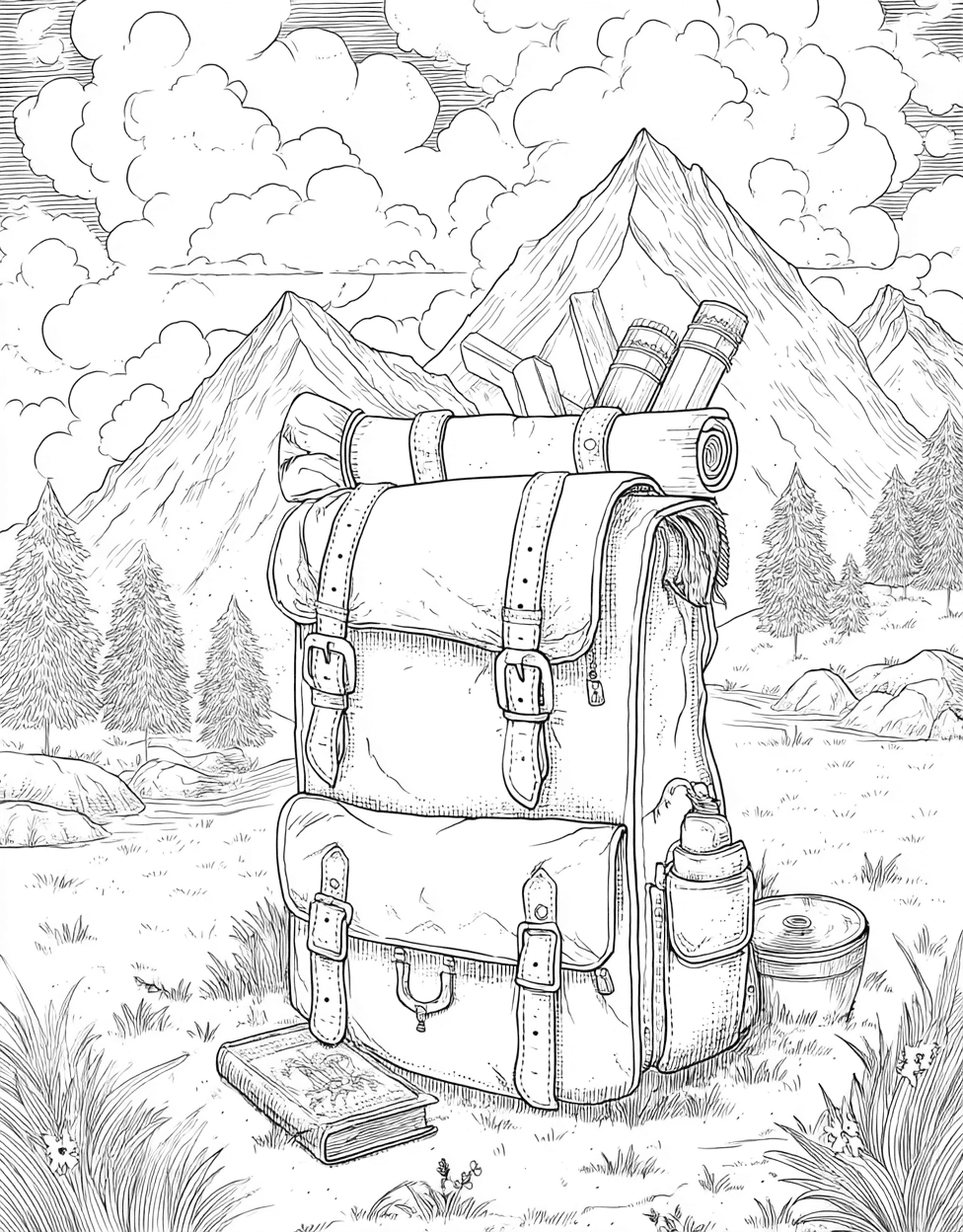 Relaxation Color Book, Adventure Colouring Pages for Adult, Rucksack Adventures Art for Your Imagination, Rucksack Coloring, Free Coloring Book Pages for Adults main 5