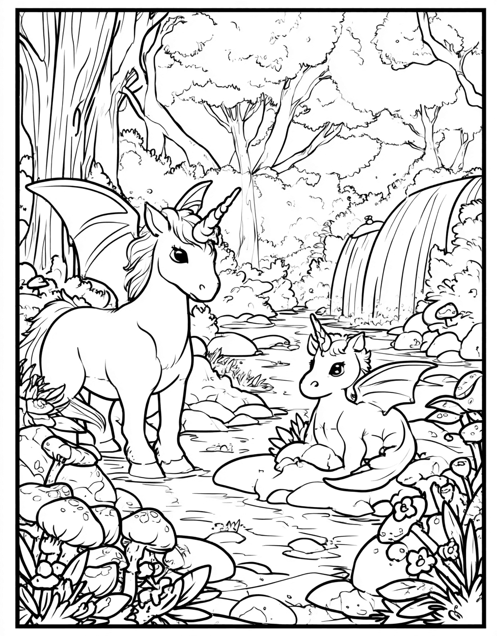 Coloring Pages Printable Free, Fairy Tale Coloring, Whimsical Fairy Tale Art for Imagination, Stress Relief Color Book, Cute Characters Colouring Pages for Adults main 4