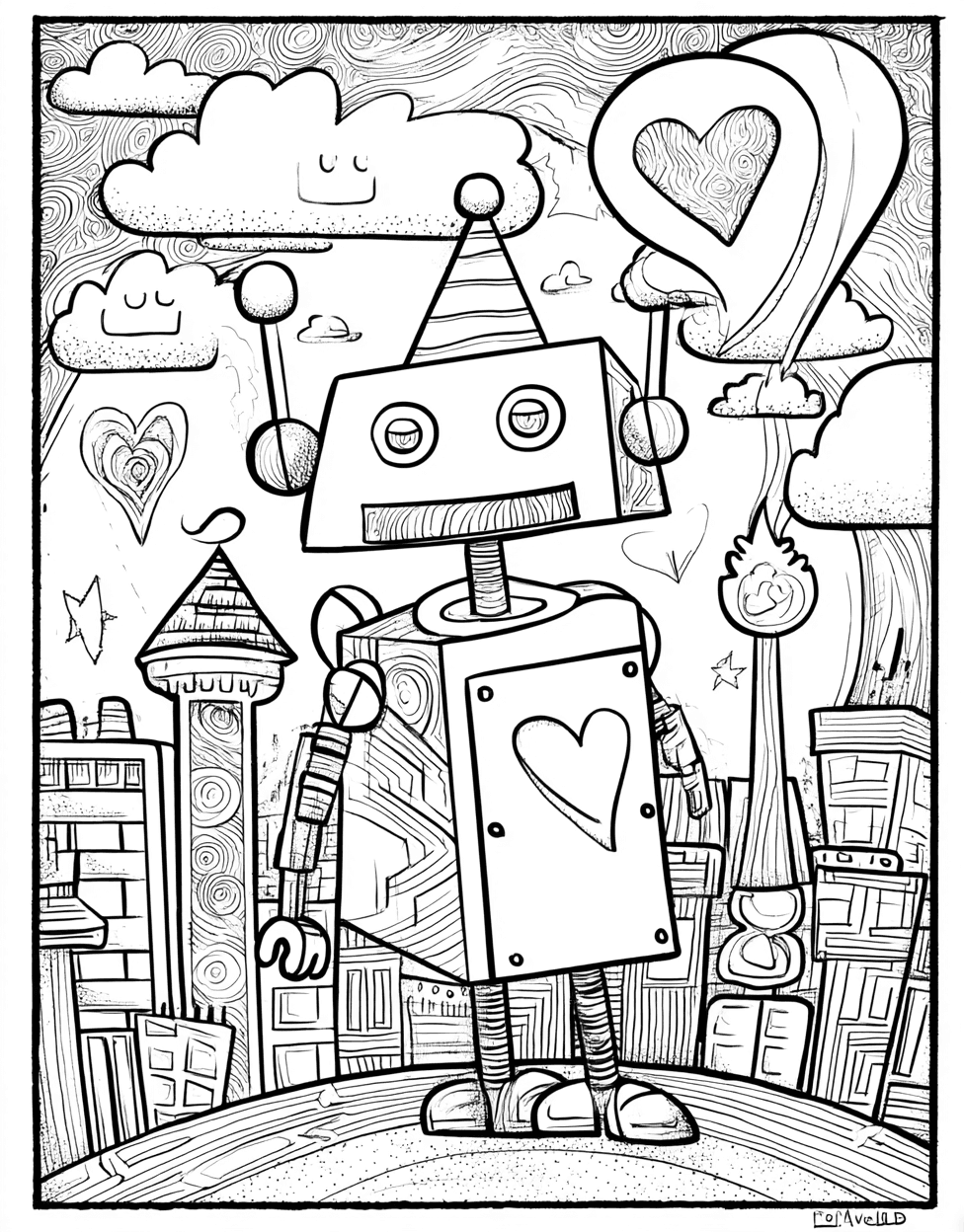 Free Printable Coloring Pages for Adults, Robot Pet Coloring, Stress Relief Color Book, Cute Characters Colouring Pages for Teenage, Vibrant Robot Pet Adventures Await main 5