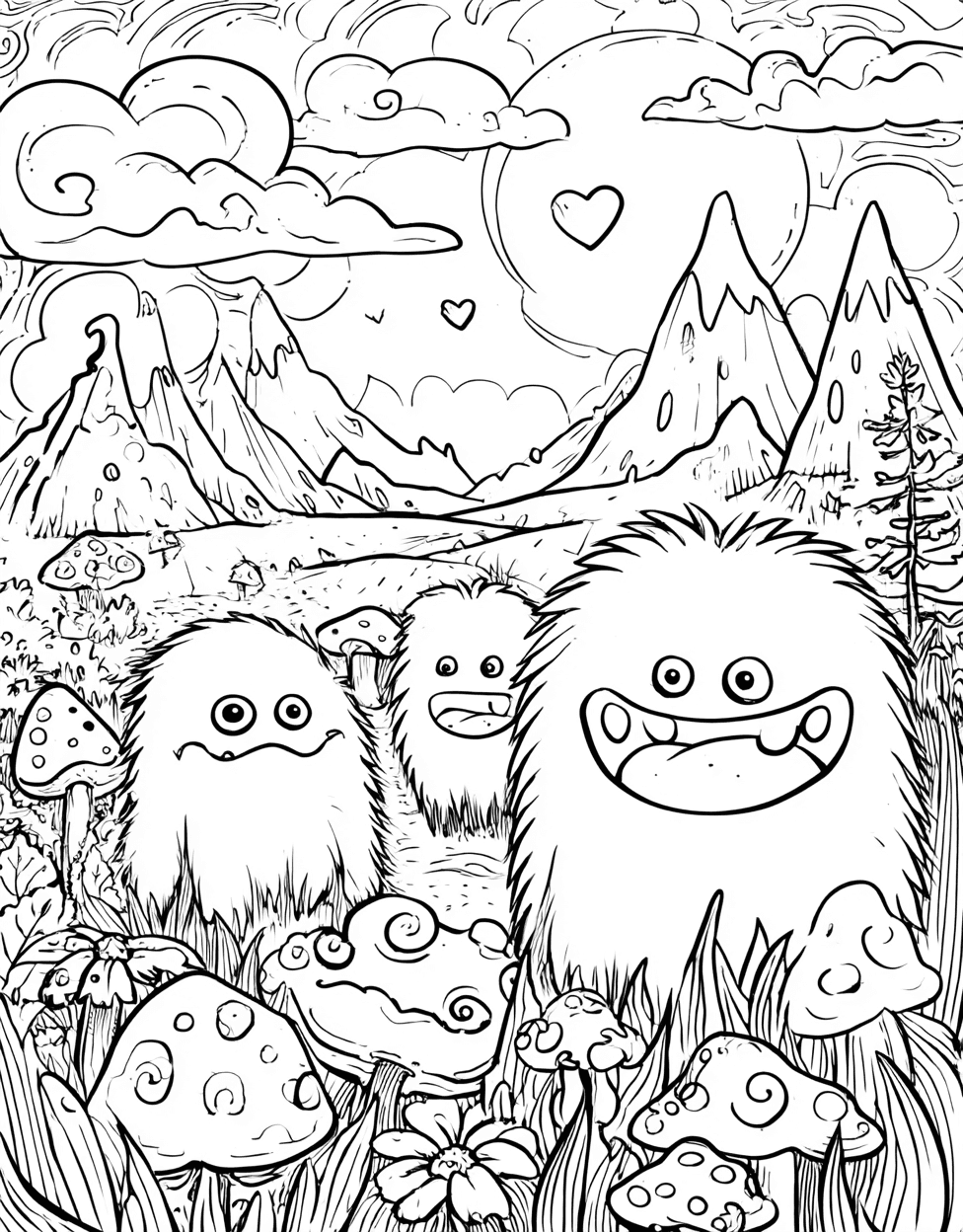 Free Coloring Pages for Adults, Monster Kid Coloring, Relaxation Color Book, Cute Characters Colouring Pages for Women, Monster Kid Doodles Unleash Your Imagination main 7