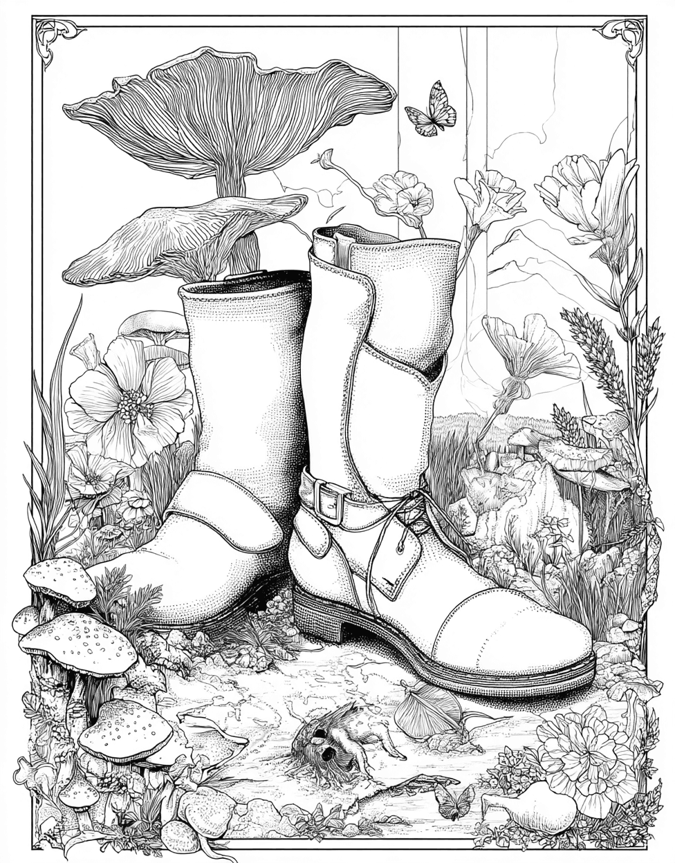 Coloring Christmas Ornament Boots, Relaxation Color Book, Adventure Colouring Pages for Womens, Free Coloring Book Pages for Adults, Boots Adventure Fun Pages to Fill with Color main 5