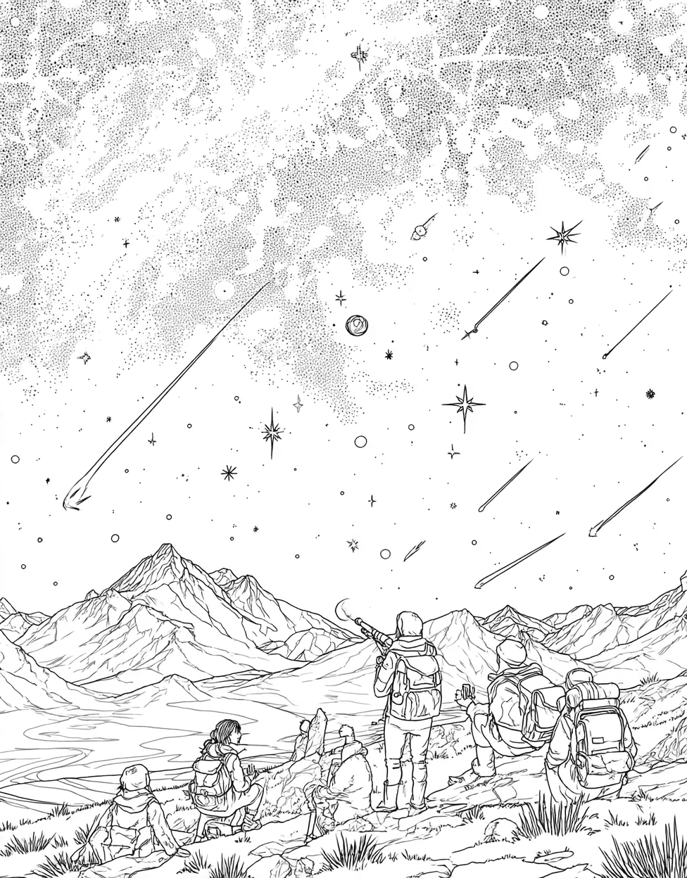Stress Relief Color Book, Adventure Colouring Pages for Adults, Stargazing Coloring, Cosmic Dreams Stargazing Art Adventures, Free Coloring Pages for Adults to Print main 5