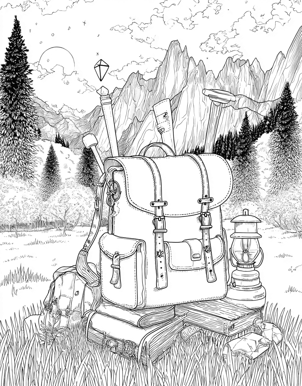 Relaxation Color Book, Adventure Colouring Pages for Adult, Rucksack Adventures Art for Your Imagination, Rucksack Coloring, Free Coloring Book Pages for Adults main 6
