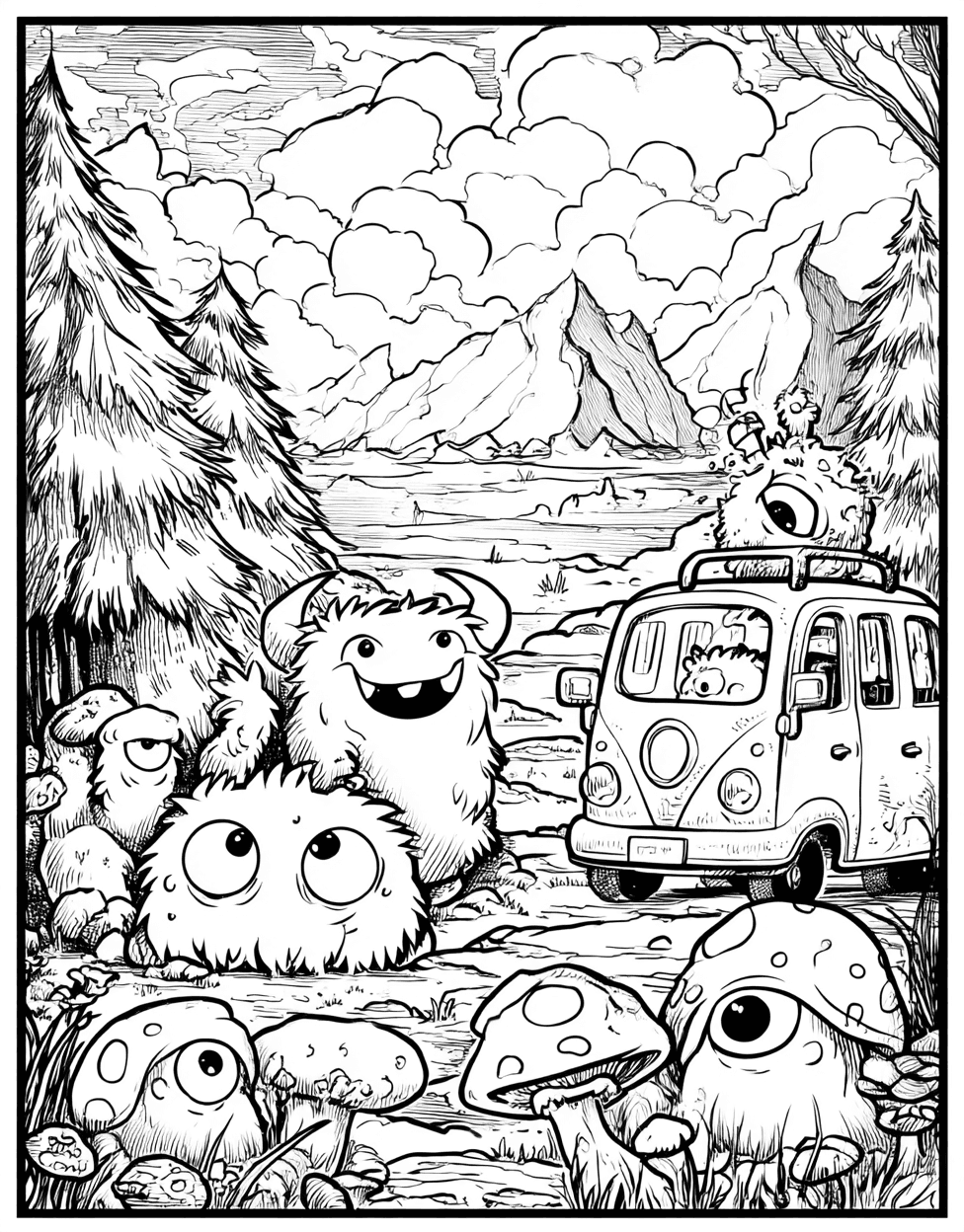 Free Coloring Pages for Adults, Monster Kid Coloring, Relaxation Color Book, Cute Characters Colouring Pages for Women, Monster Kid Doodles Unleash Your Imagination main 8