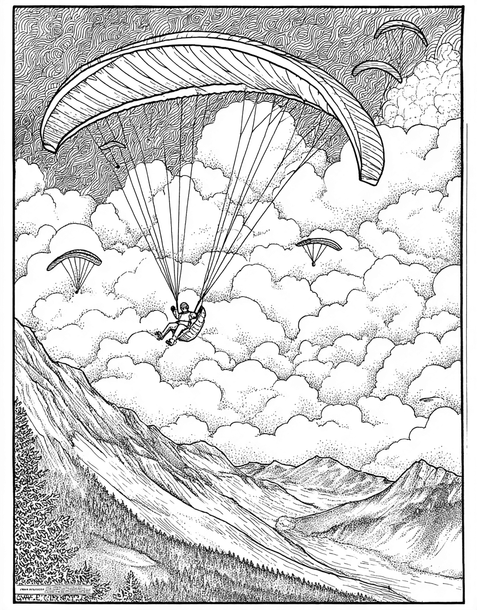 Relaxation Color Book, Adventure Colouring Pages for Adult, Skyward Dreams Paragliding Art Adventures, Paragliding Coloring, Adult Coloring Pages Free Printables main 6