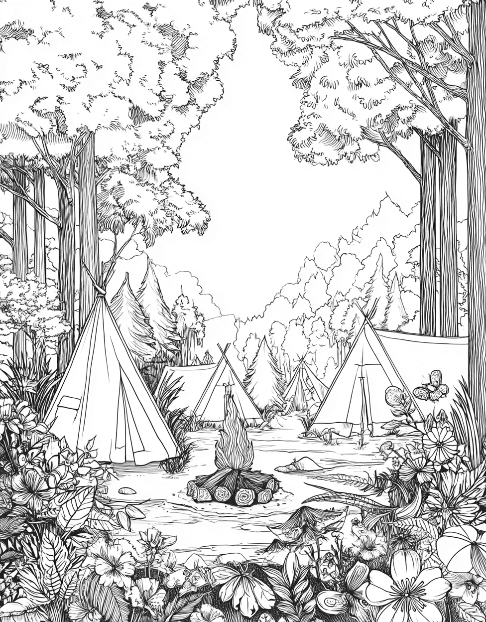 Camp Adventures Natures Palette Awaits, Coloring Printable Preschool Camp, Advanced Free Printable Coloring Pages for Children, Relaxation Color Book, Adventure Colouring Pages for Teenage main 6