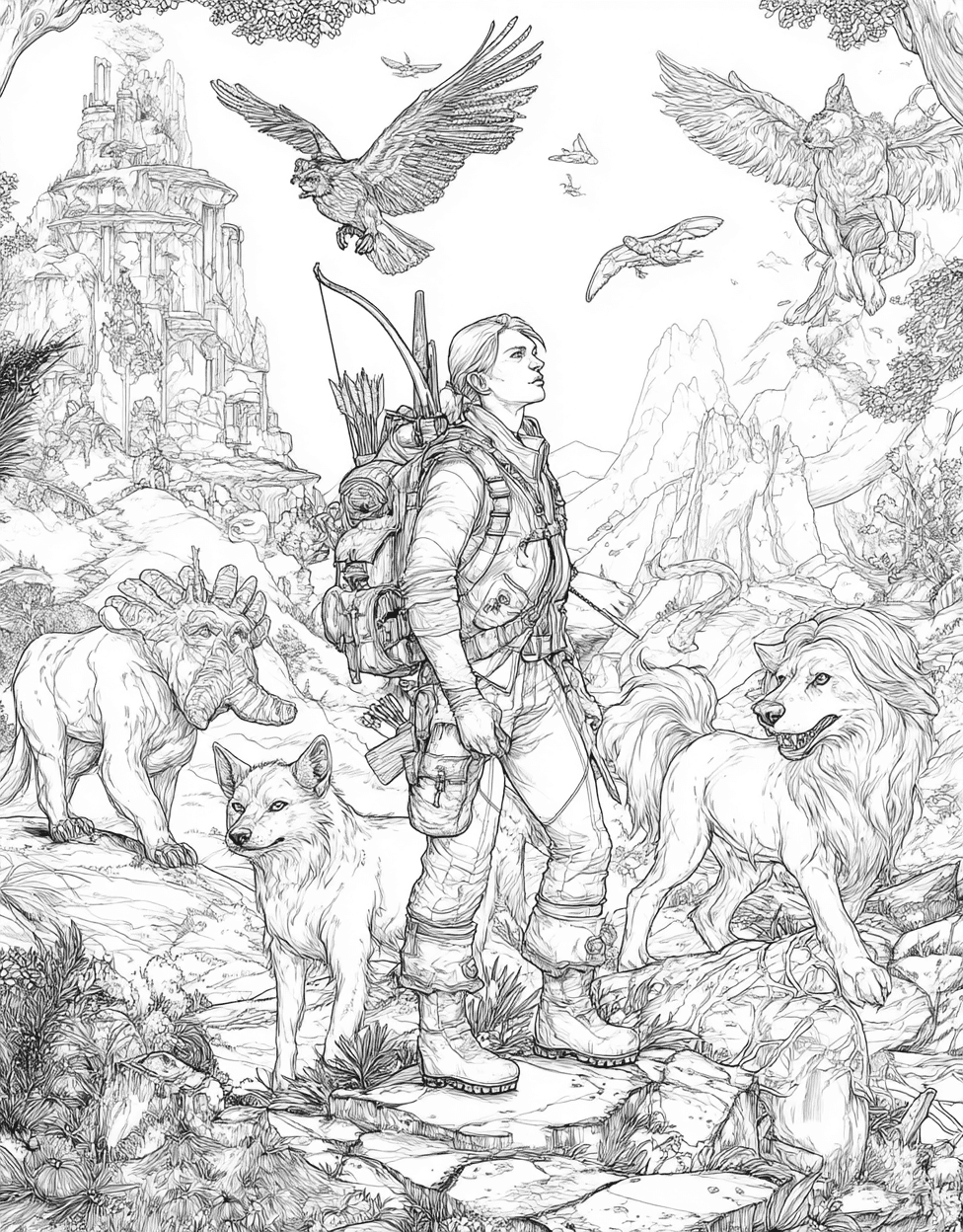 Relaxation Color Book, Adventure Colouring Pages for Teenage, Free Printable Coloring Pages for Adults, Crossbow Coloring, Arrows and Art Crossbow Designs to Shade main 5