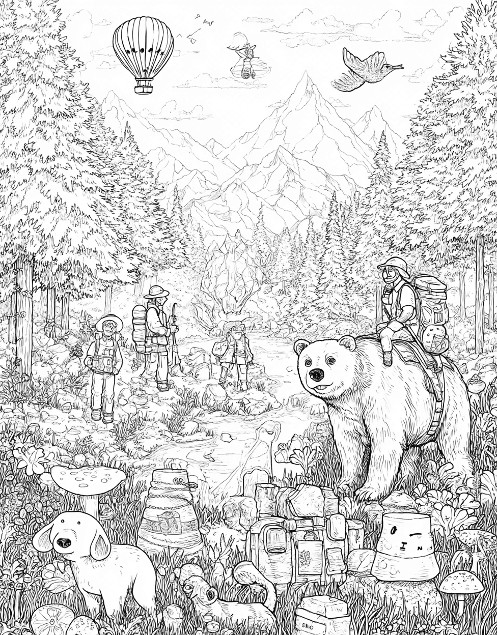Free Coloring Pages for Adults to Print, Geocache Adventure Creative Art Pages, Relaxation Color Book, Adventure Colouring Pages for Adults, Geocache Coloring main 7