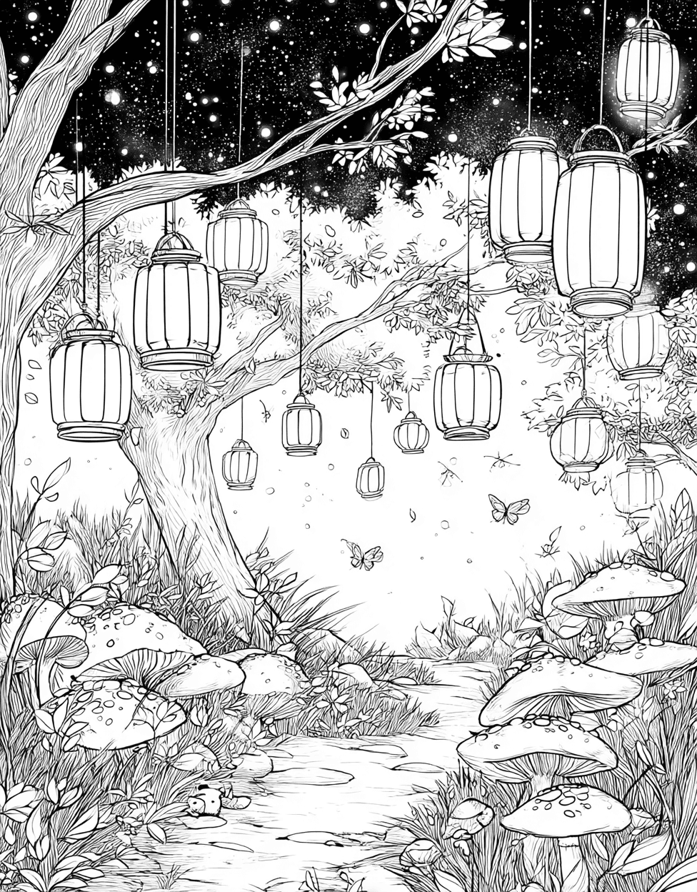 Coloring Halloween Scary Lantern, Lantern Dreams Pages to Brighten Your Art, Relaxation Color Book, Adventure Colouring Pages for Adults, Free Coloring Pages for Adults main 6