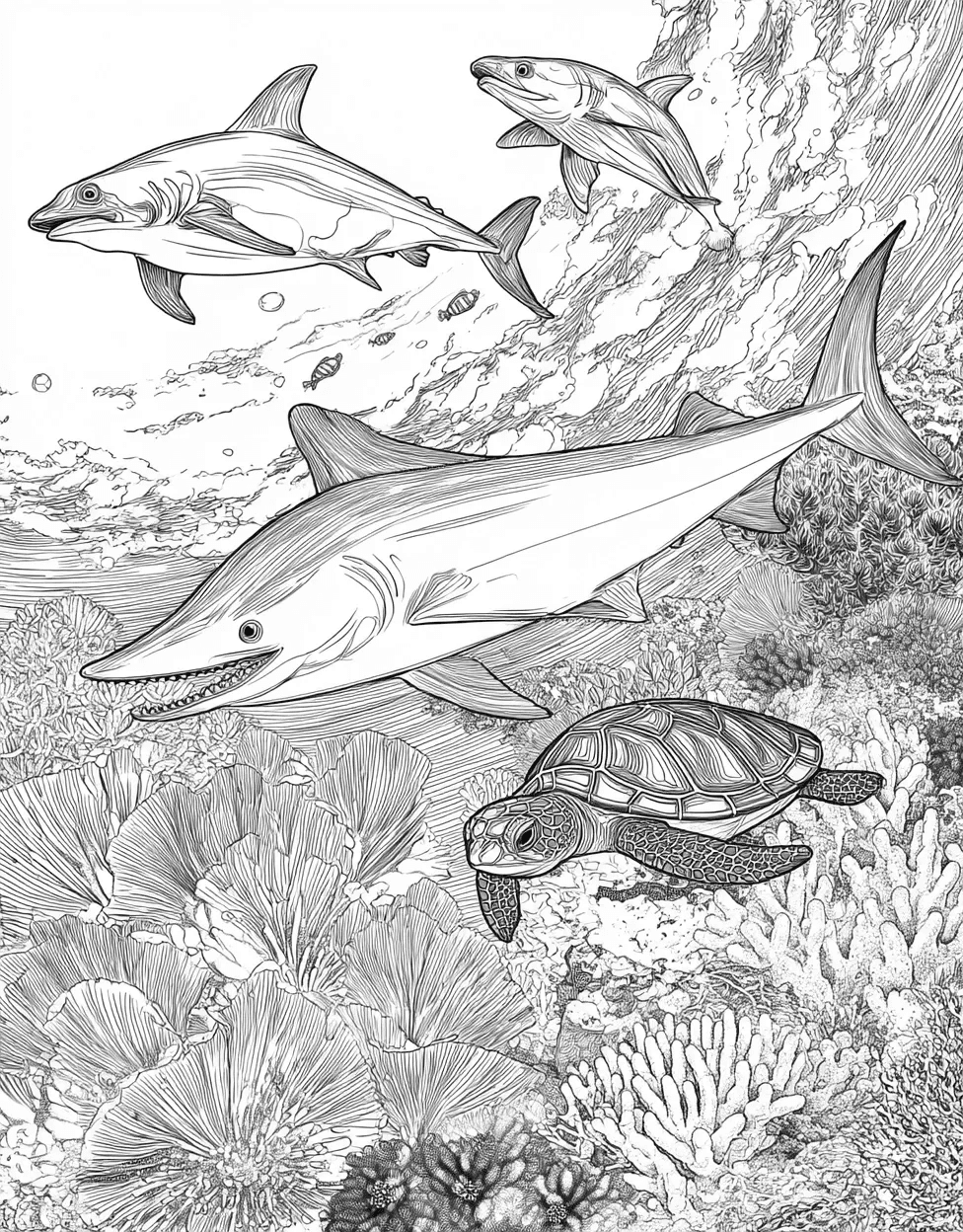 Remora Coloring, Adult Coloring Pages Free Printables, Stress Relief Color Book, Ocean Life Colouring Pages for Teenage, Remora Adventures Splash of Imagination main 7
