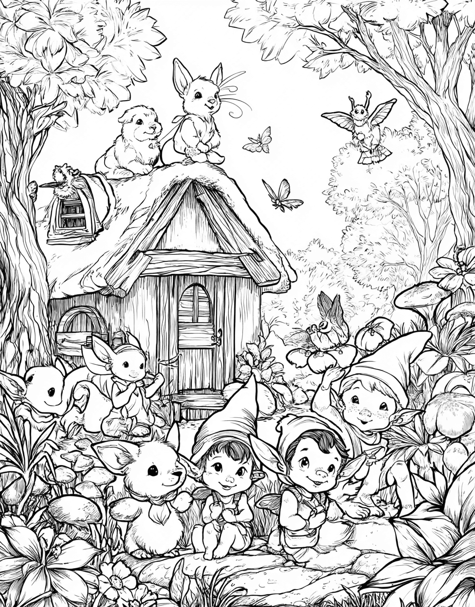 Coloring Pages Printable Free, Fairy Tale Coloring, Whimsical Fairy Tale Art for Imagination, Stress Relief Color Book, Cute Characters Colouring Pages for Adults main 6