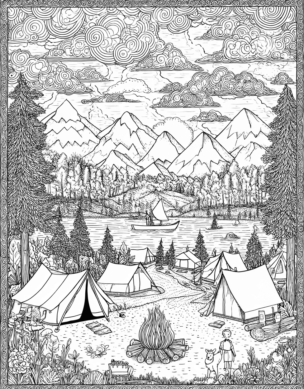 Camp Adventures Natures Palette Awaits, Coloring Printable Preschool Camp, Advanced Free Printable Coloring Pages for Children, Relaxation Color Book, Adventure Colouring Pages for Teenage main 7