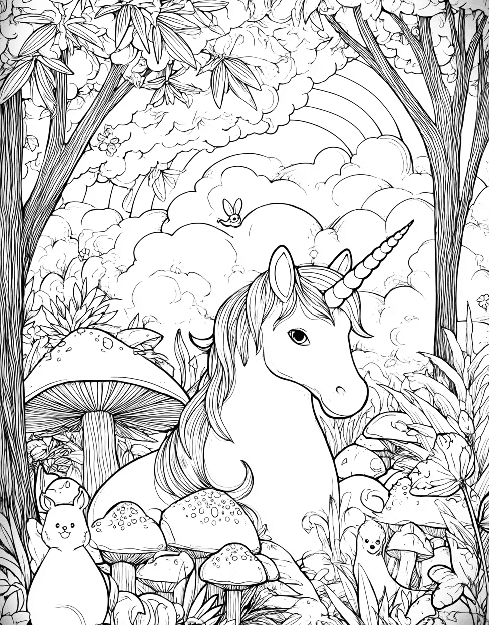 Free Printable Girly Coloring Pages, Coloring Pictures Unicorn Printablehuman, Whimsical Unicorn Art Color Your Imagination, Relaxation Color Book, Cute Characters Colouring Pages for Adult main 9