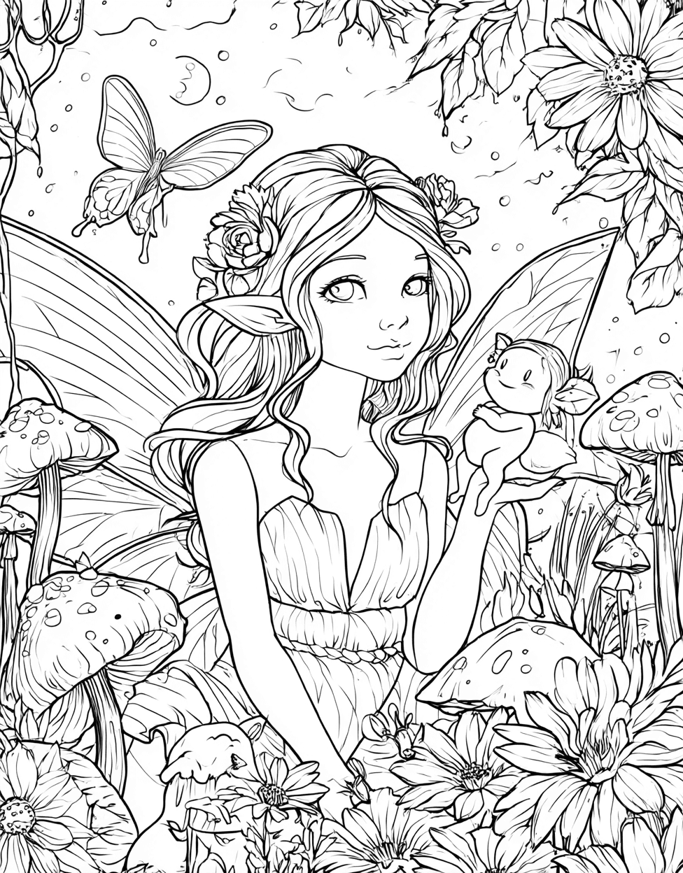 Princess Doll Coloring, Relaxation Color Book, Cute Characters Colouring Pages for Adults, Free Coloring Pages for Adults, Enchanting Princess Doll Art Adventures main 9
