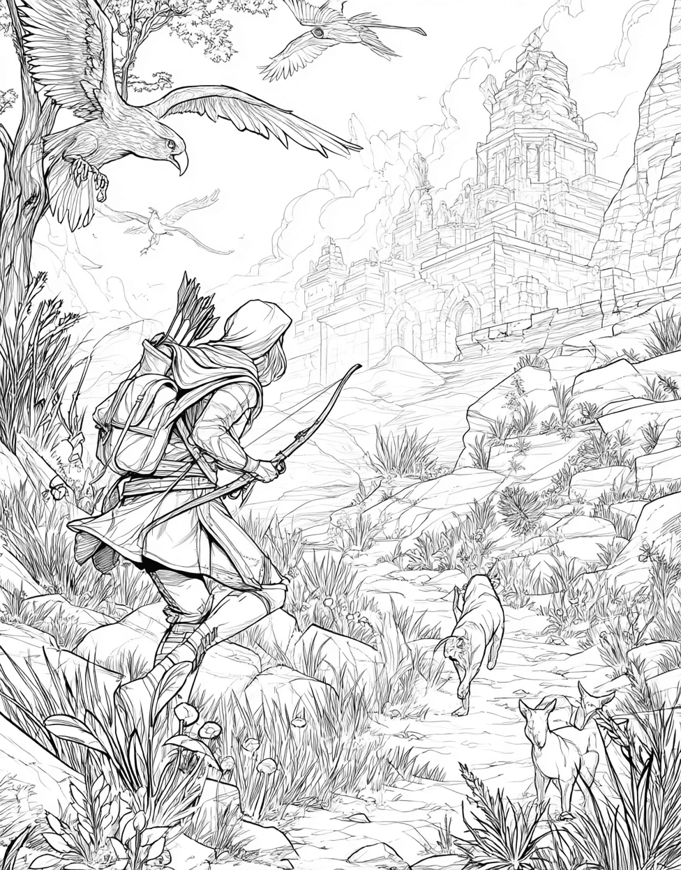 Relaxation Color Book, Adventure Colouring Pages for Teenage, Free Printable Coloring Pages for Adults, Crossbow Coloring, Arrows and Art Crossbow Designs to Shade main 6