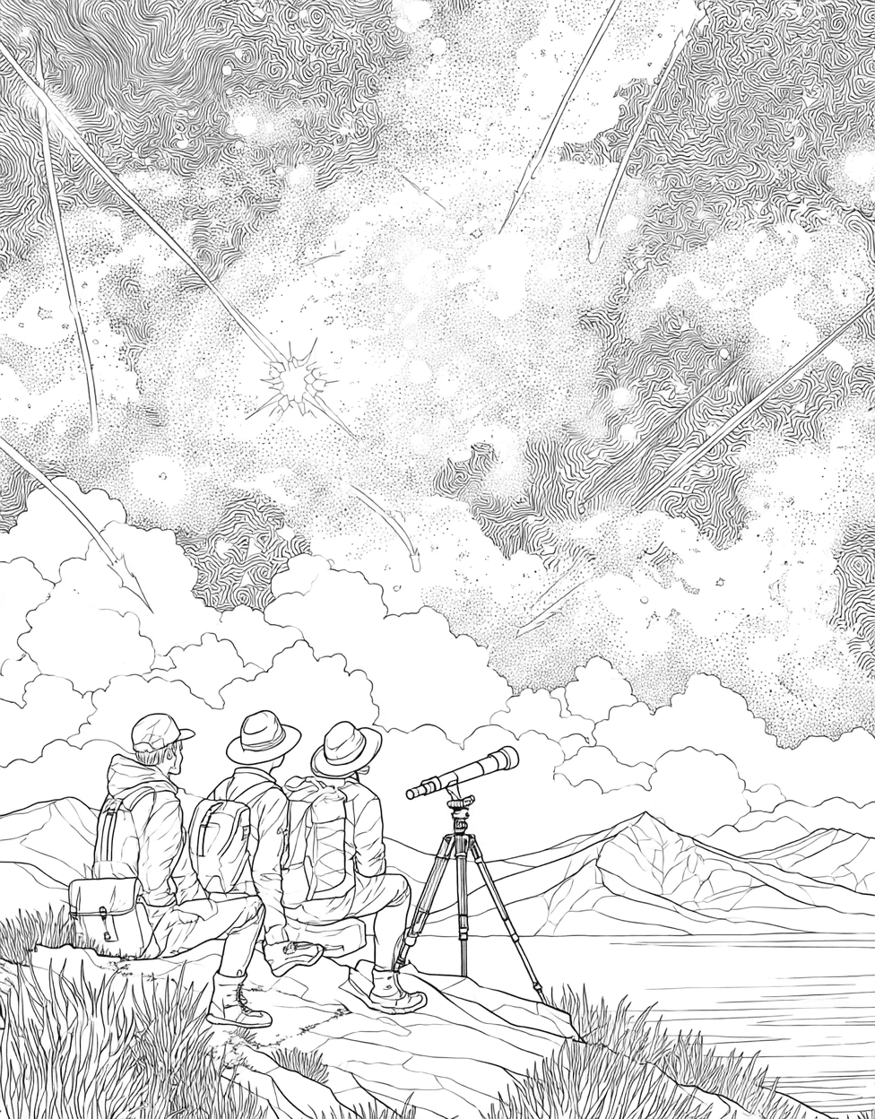 Stress Relief Color Book, Adventure Colouring Pages for Adults, Stargazing Coloring, Cosmic Dreams Stargazing Art Adventures, Free Coloring Pages for Adults to Print main 7