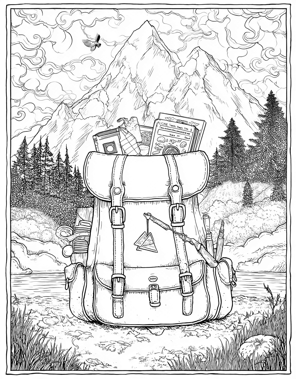 Relaxation Color Book, Adventure Colouring Pages for Adult, Rucksack Adventures Art for Your Imagination, Rucksack Coloring, Free Coloring Book Pages for Adults main 8