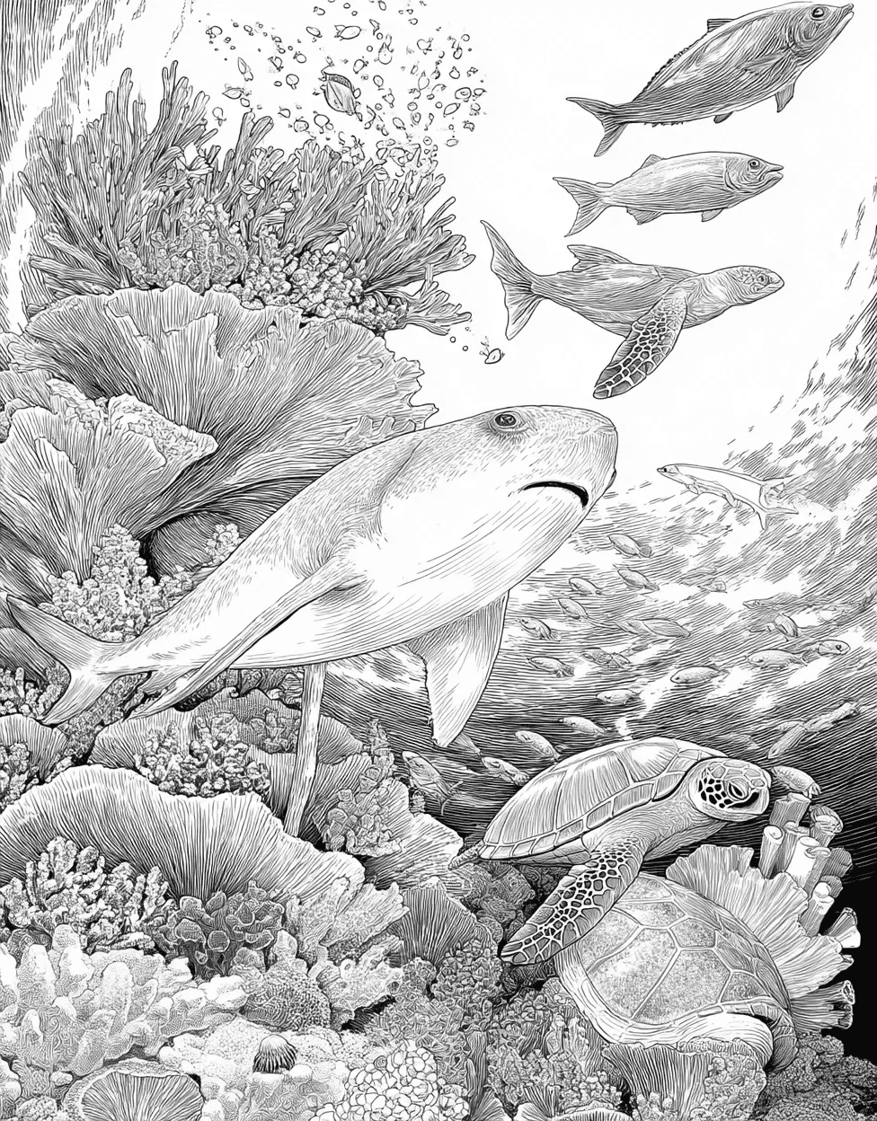 Remora Coloring, Adult Coloring Pages Free Printables, Stress Relief Color Book, Ocean Life Colouring Pages for Teenage, Remora Adventures Splash of Imagination main 8