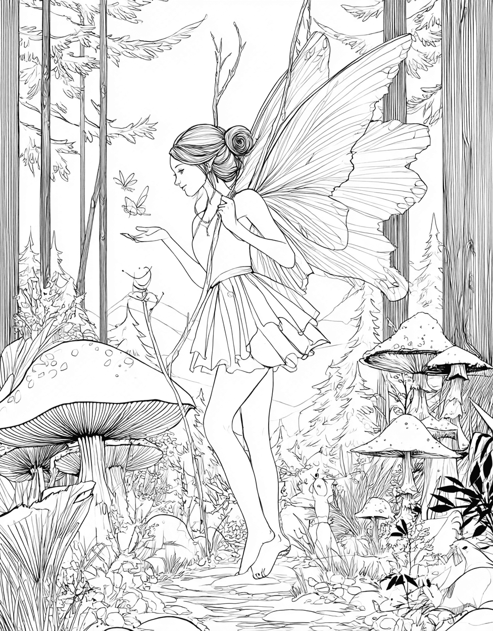Coloring Pages Printable Free, Fairy Tale Coloring, Whimsical Fairy Tale Art for Imagination, Stress Relief Color Book, Cute Characters Colouring Pages for Adults main 7