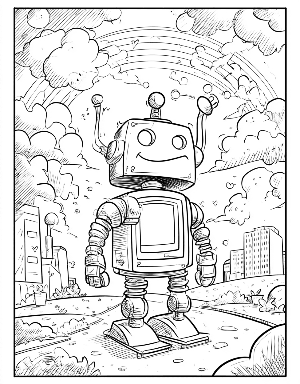 Free Printable Coloring Pages for Adults, Robot Pet Coloring, Stress Relief Color Book, Cute Characters Colouring Pages for Teenage, Vibrant Robot Pet Adventures Await main 8