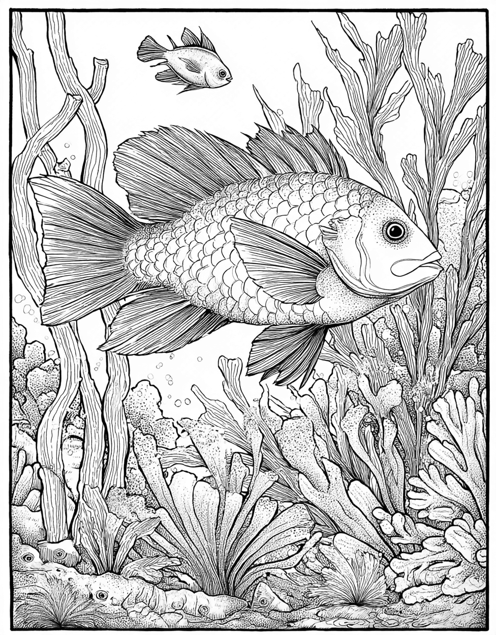 Vibrant Parrotfish Art Adventures, Relaxation Color Book, Ocean Life Colouring Pages for Adults, Parrotfish Coloring, Free Color Pages Printable main 8