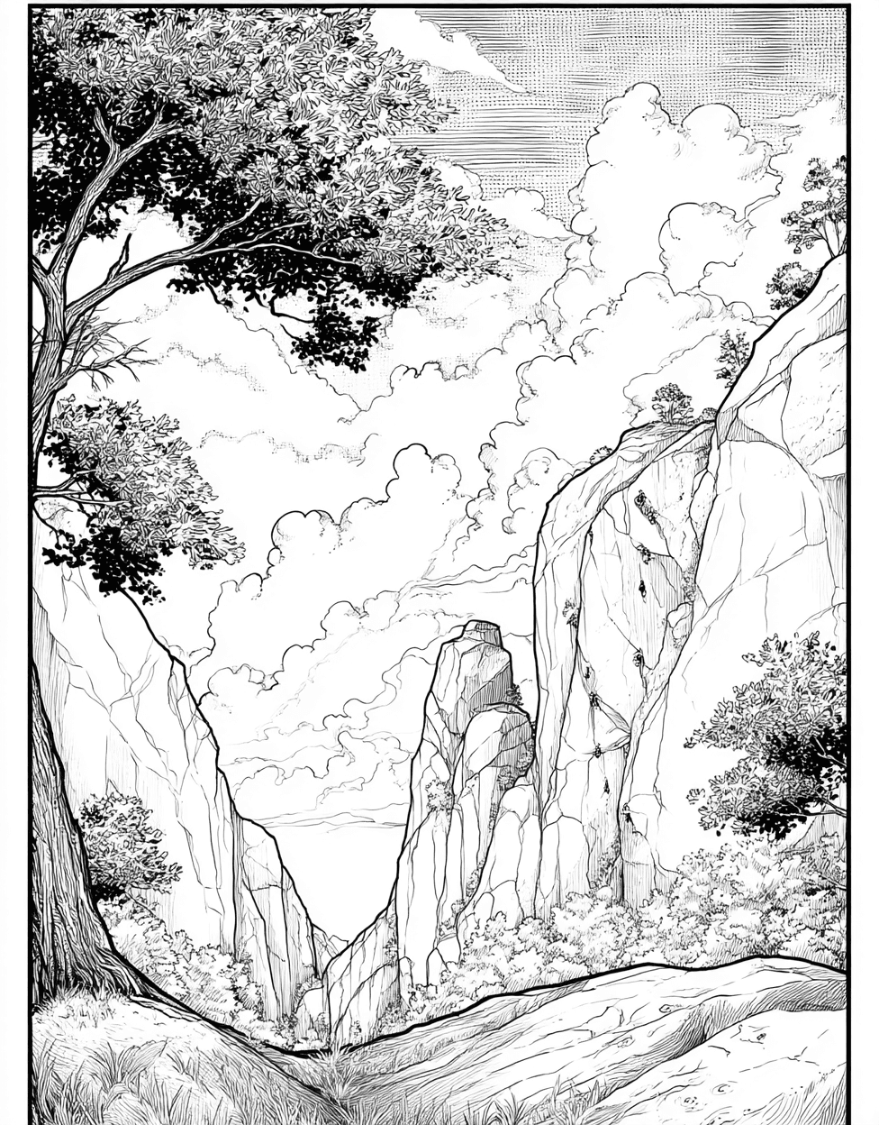 Bold Rocks Bouldering Art Pages, Free Color Pages for Adults, Relaxation Color Book, Adventure Colouring Pages for Teen, Bouldering Coloring main 8