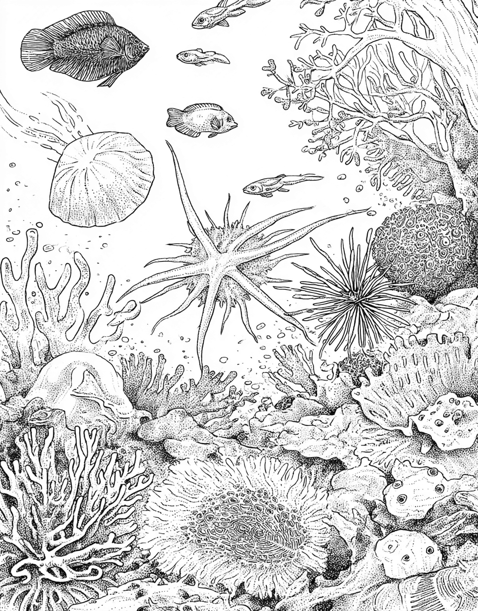 Sea Cucumber Coloring, Free Coloring Pages Pdf Format, Relaxation Color Book, Ocean Life Colouring Pages for Women, Underwater Fun Sea Cucumber Art Adventure main 8
