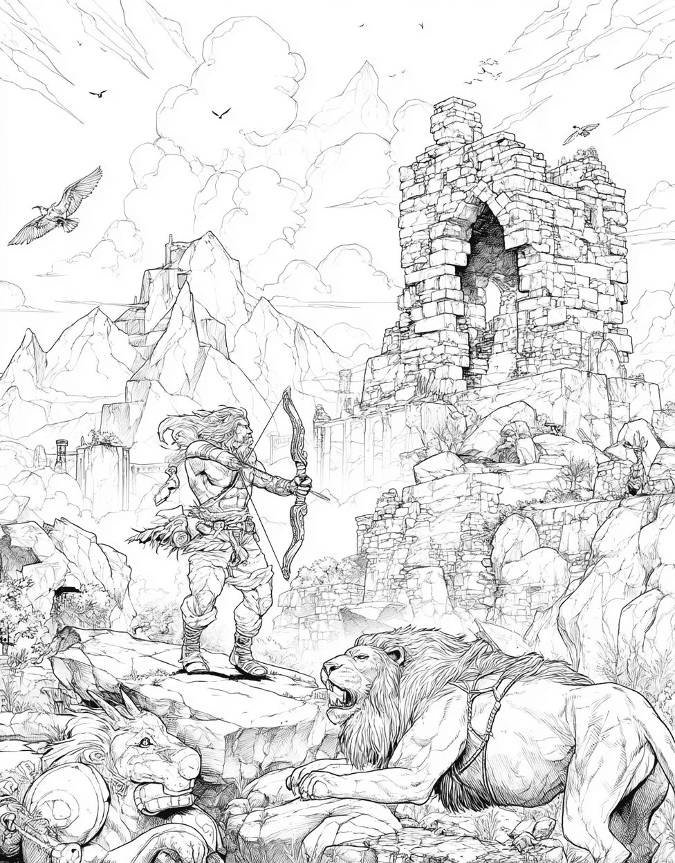 Relaxation Color Book, Adventure Colouring Pages for Teenage, Free Printable Coloring Pages for Adults, Crossbow Coloring, Arrows and Art Crossbow Designs to Shade main 7