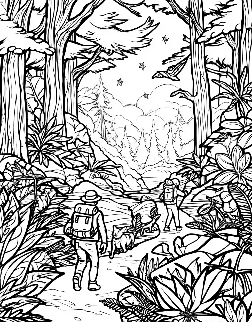 Free Coloring Pages for Adults to Print, Geocache Adventure Creative Art Pages, Relaxation Color Book, Adventure Colouring Pages for Adults, Geocache Coloring main 9
