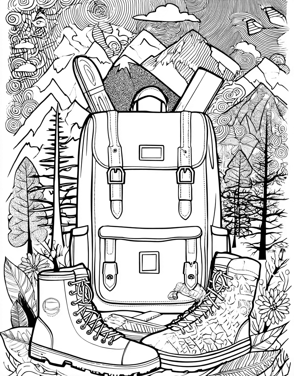 Relaxation Color Book, Adventure Colouring Pages for Adult, Rucksack Adventures Art for Your Imagination, Rucksack Coloring, Free Coloring Book Pages for Adults main 9