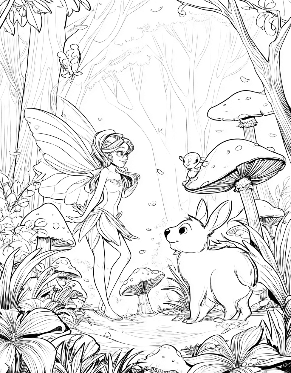 Coloring Pages Printable Free, Fairy Tale Coloring, Whimsical Fairy Tale Art for Imagination, Stress Relief Color Book, Cute Characters Colouring Pages for Adults main 8