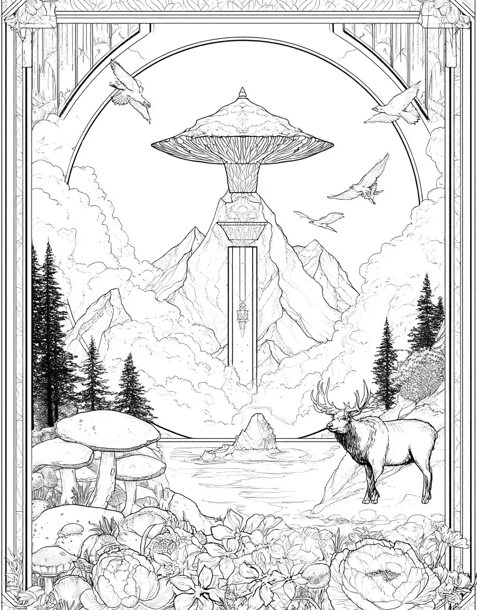 Coloring Pages for Adults Free Printable, Vibrant Totem Art Unleash Your Inner Artist, Stress Relief Color Book, Adventure Colouring Pages for Women, Coloring Disney White Totem main 8