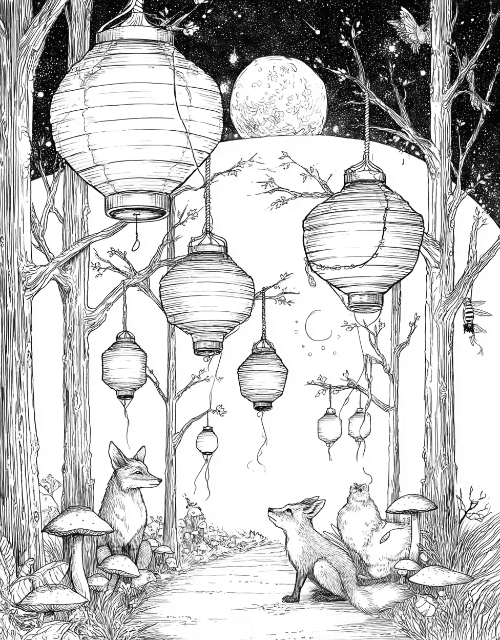 Coloring Halloween Scary Lantern, Lantern Dreams Pages to Brighten Your Art, Relaxation Color Book, Adventure Colouring Pages for Adults, Free Coloring Pages for Adults main 8