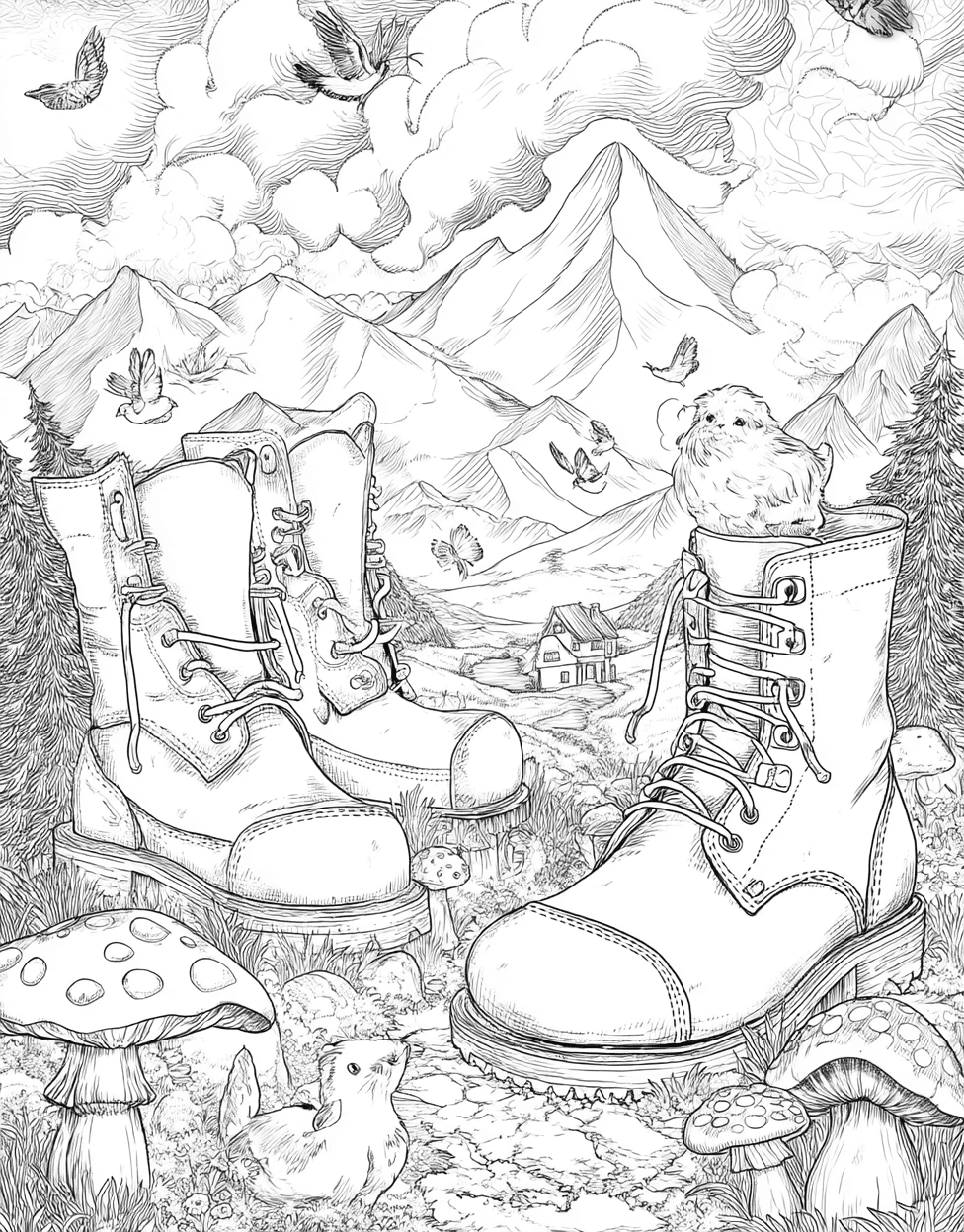 Coloring Christmas Ornament Boots, Relaxation Color Book, Adventure Colouring Pages for Womens, Free Coloring Book Pages for Adults, Boots Adventure Fun Pages to Fill with Color main 9