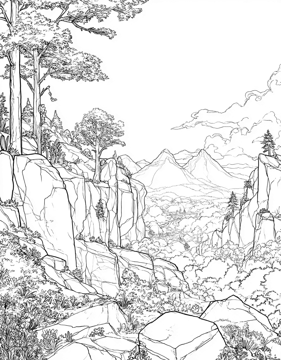 Bold Rocks Bouldering Art Pages, Free Color Pages for Adults, Relaxation Color Book, Adventure Colouring Pages for Teen, Bouldering Coloring main 9
