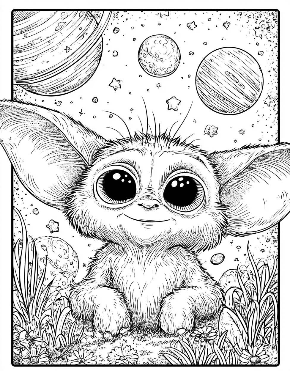Cosmic Cuties Alien Baby Art Adventures, Stress Relief Color Book, Cute Characters Colouring Pages for Women, Free Coloring Pages to Print, Alien Baby Coloring main 9
