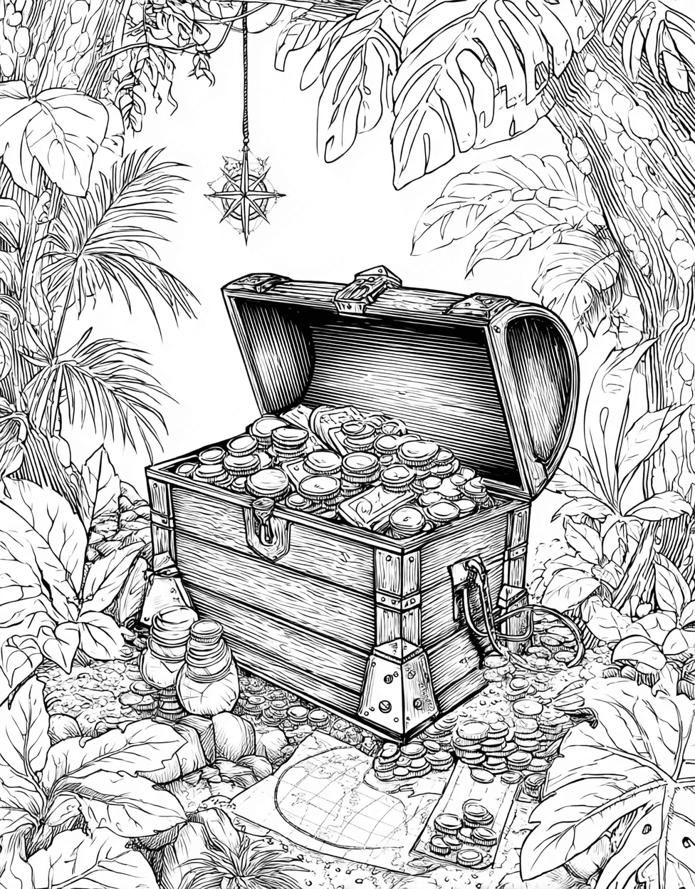 Sticker Renewal Chicago Treasure, Treasure Hunt Adventure Awaits on Every Page, Free Coloring Pages to Print, Stress Relief Color Book, Adventure Colouring Pages for Teenage main 9