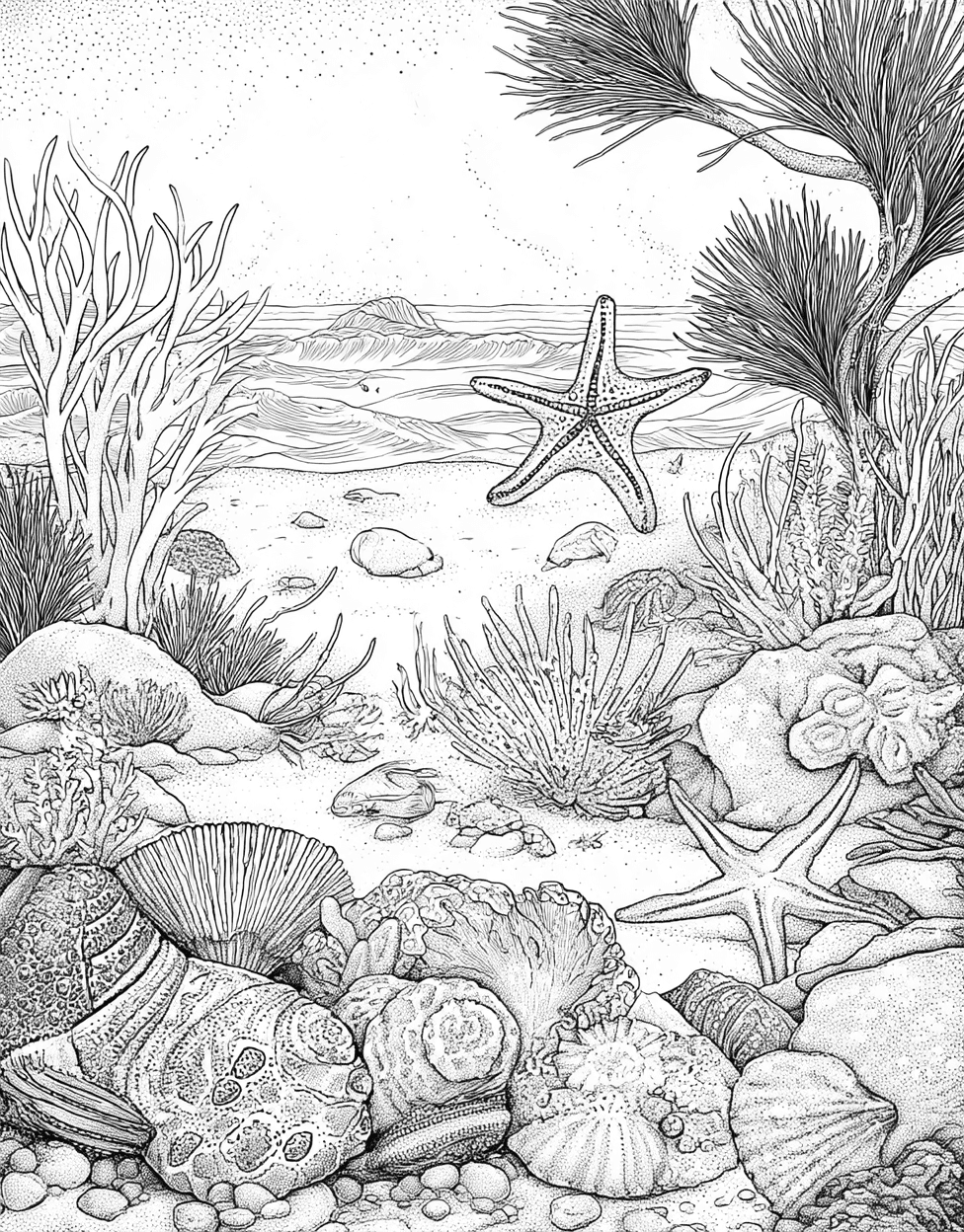 Tide Pool Coloring, Advanced Free Printable Coloring Pages for Children, Tide Pool Wonders Art Awaits, Relaxation Color Book, Ocean Life Colouring Pages for Teen main 9