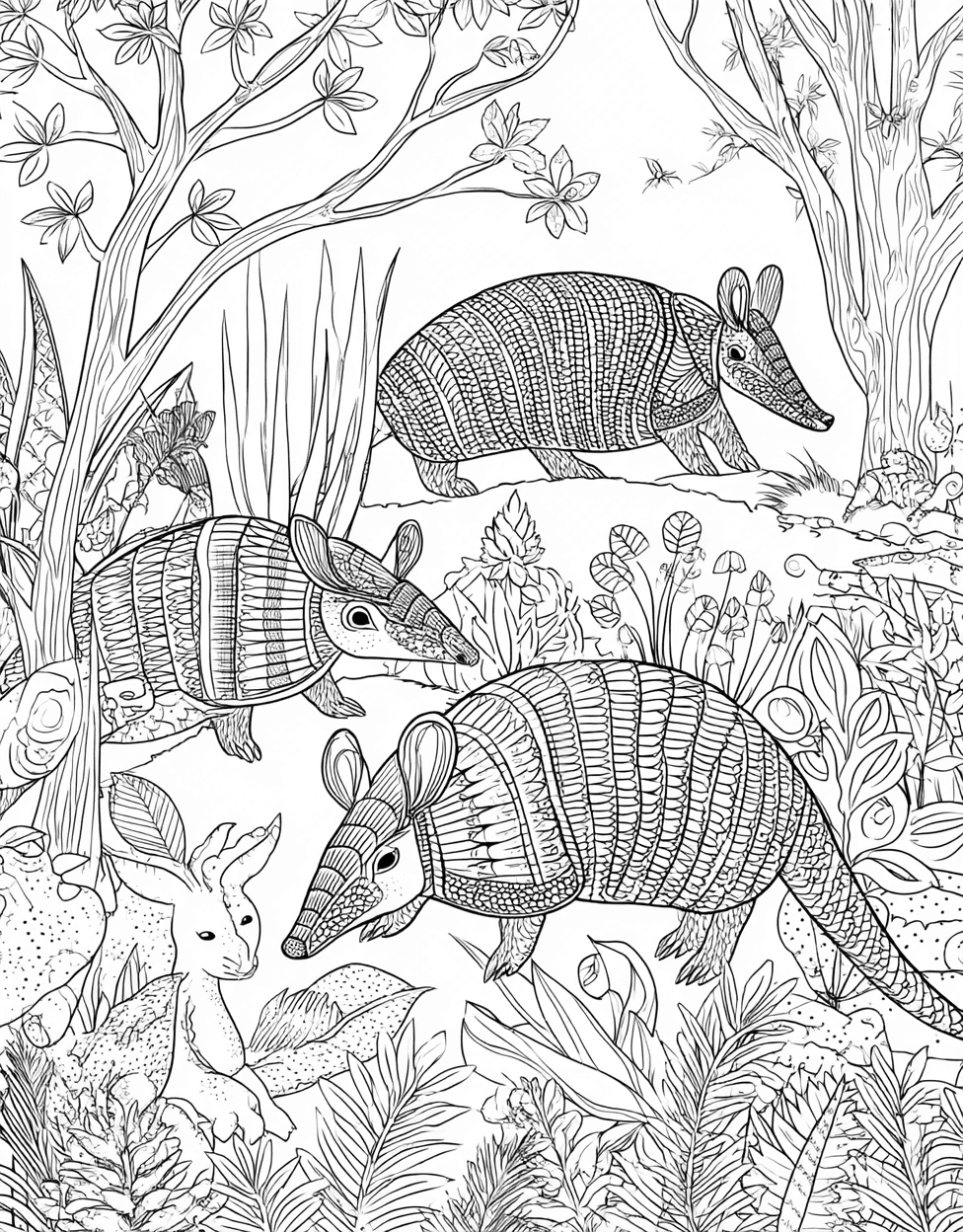 Armadillo Adventures Art Awaits, Relaxation Color Book, Animals Colouring Pages for Teen, Sticker Book Dinosaur Armadillo, Free Coloring Pages to Print main 1