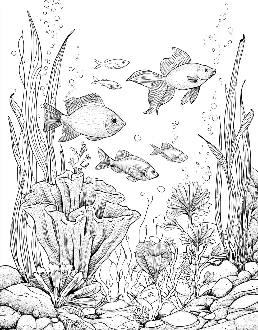 Vibrant Sea Sponge Art Adventures, Free Printable Color Pages for Adults, Relaxation Color Book, Underwater Colouring Pages for Adult, Sea Sponge Coloring main 1