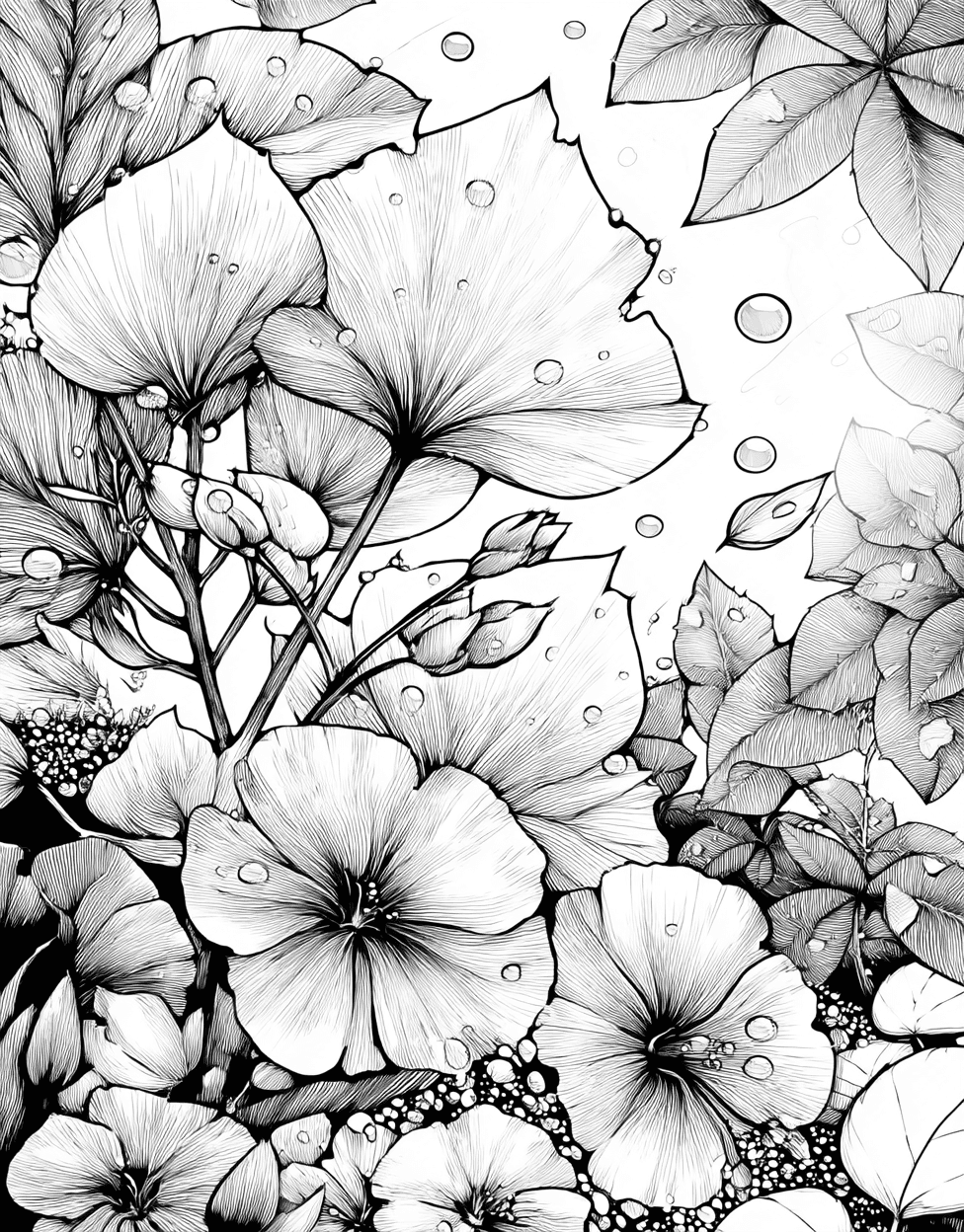 Dewy Dreams Natures Palette Awaits, Free Printable Coloring Pages, Stress Relief Color Book, Nature Colouring Pages for Womens, Dew Coloring main 1