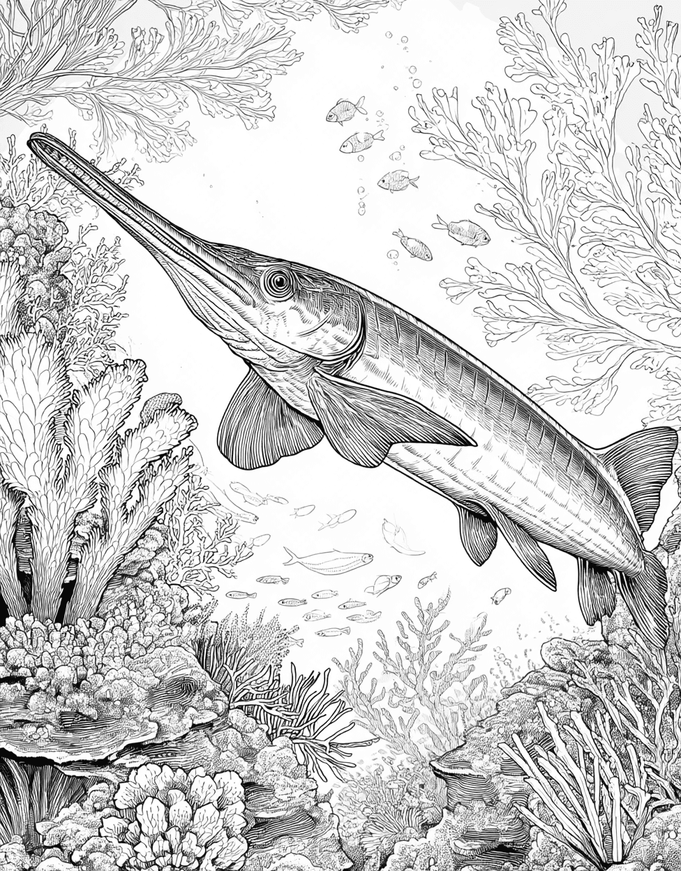 Stress Relief Color Book, Ocean Life Colouring Pages for Teenage, Paddlefish Art Dive into Creative Splash, Free Coloring Pages for Adults to Print, Paddlefish Coloring main 1