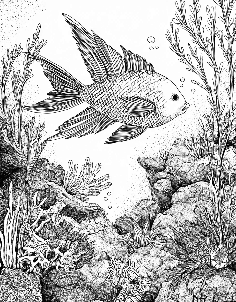 Vibrant Parrotfish Art Adventures, Relaxation Color Book, Ocean Life Colouring Pages for Adults, Parrotfish Coloring, Free Color Pages Printable main 1