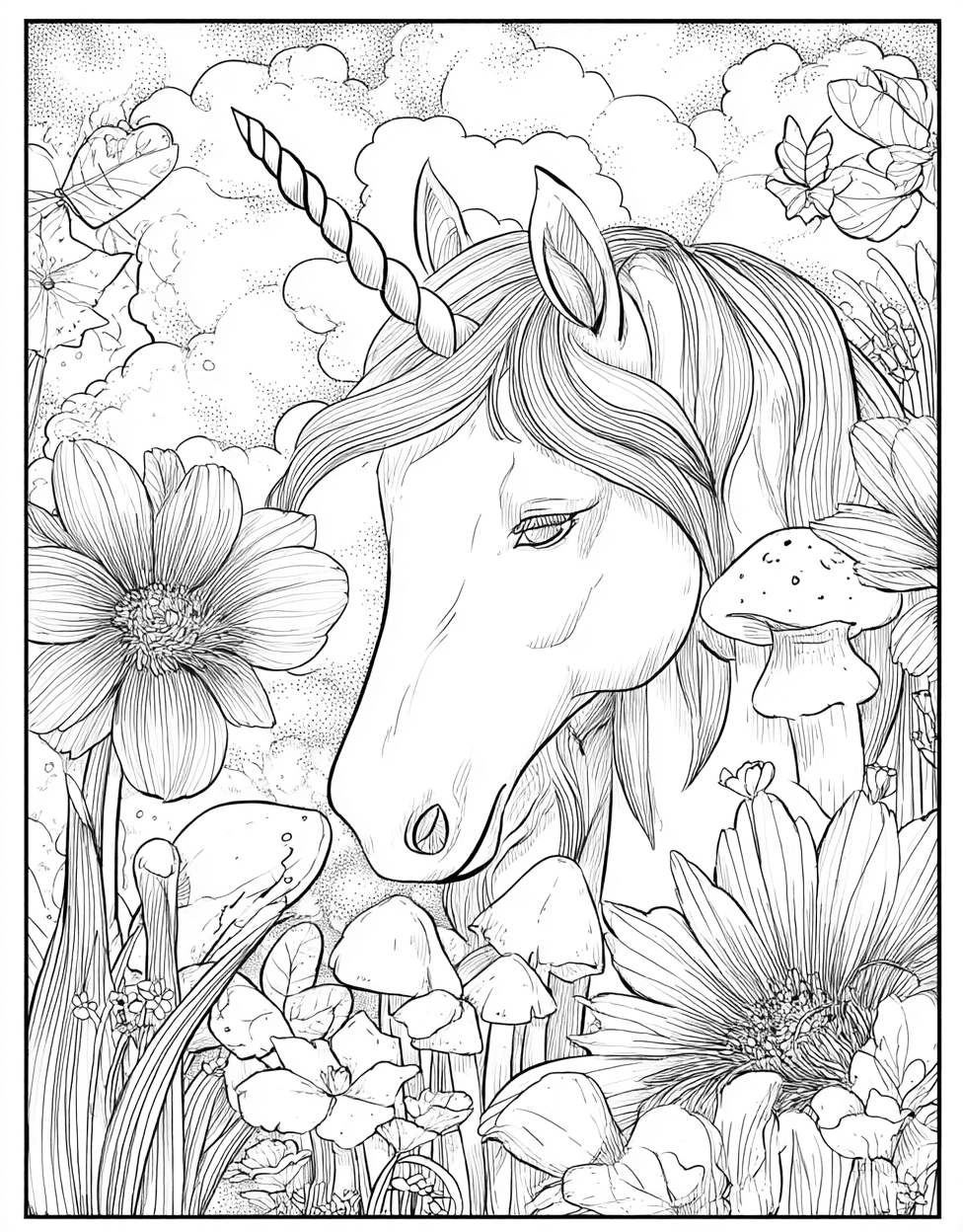 Free Printable Girly Coloring Pages, Coloring Pictures Unicorn Printablehuman, Whimsical Unicorn Art Color Your Imagination, Relaxation Color Book, Cute Characters Colouring Pages for Adult main 1