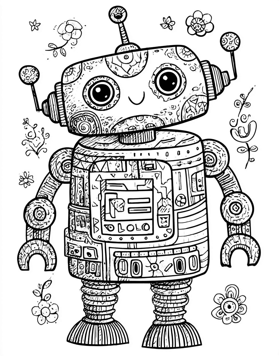 Robot Animal Coloring, Stress Relief Color Book, Cute Characters Colouring Pages for Teenage, Coloring Pages for Adults Free, Whimsical Robot Animal Art Adventures main 1