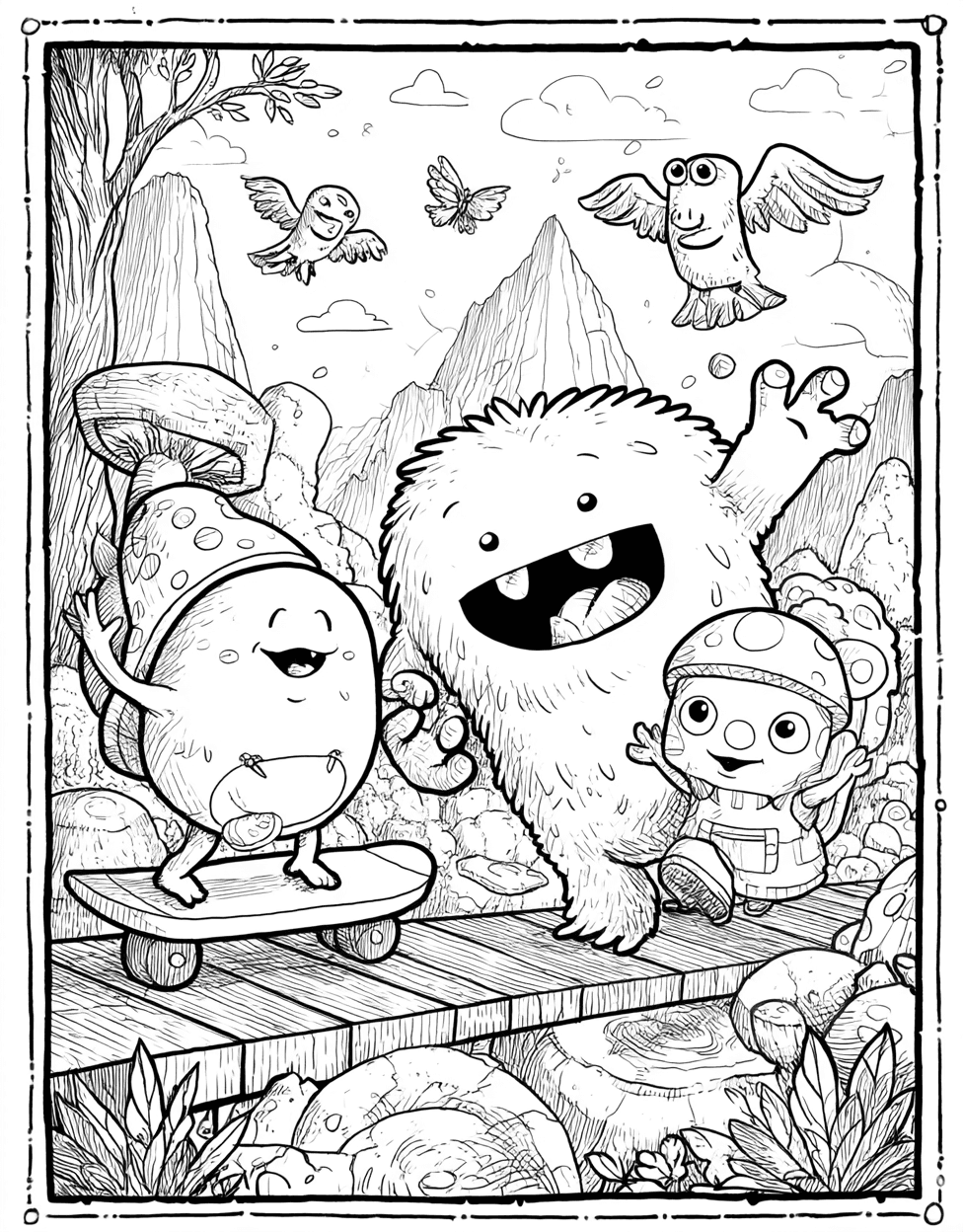 Free Coloring Pages for Adults, Monster Kid Coloring, Relaxation Color Book, Cute Characters Colouring Pages for Women, Monster Kid Doodles Unleash Your Imagination main 1